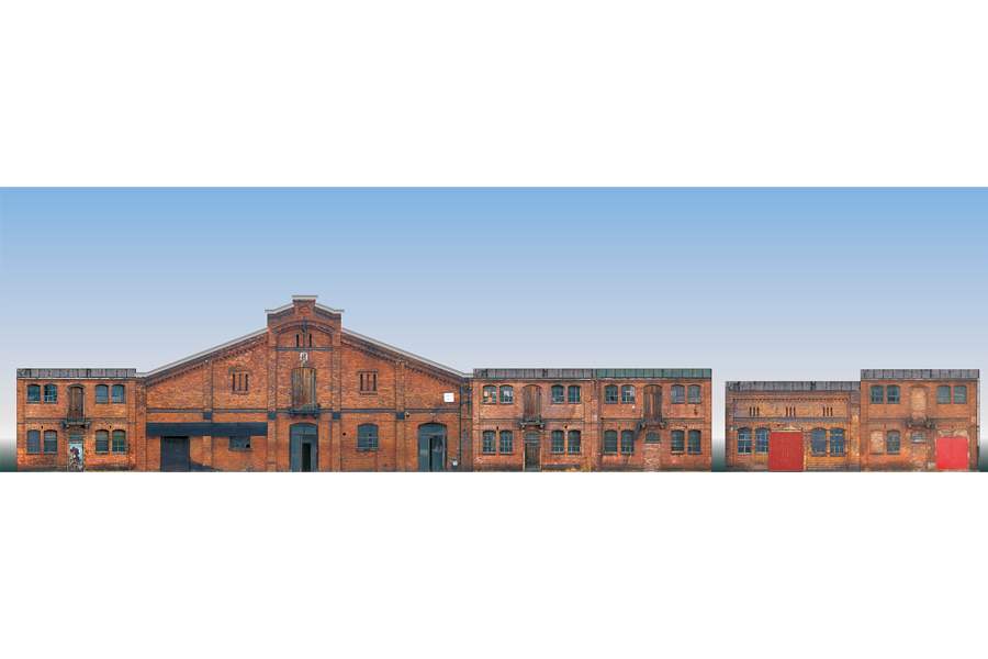 Halbrelief-Hintergrundkulisse Set mit 6 Industrie-Fassaden